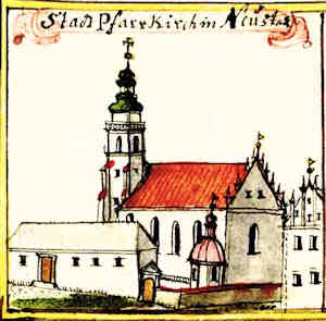 Stadt Pfarr Kirch in Neustadt - Koci parafialny, widok oglny